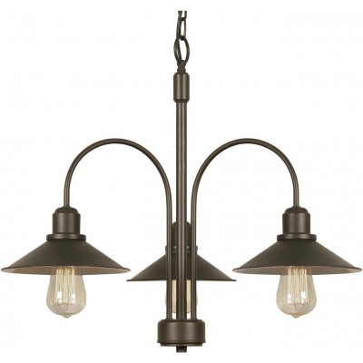 Lampe à suspension Façonner Conique 61×51 cm. 3 points de lumière Salle, salle à manger et chambre. Métal. Couleur noir
