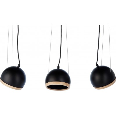 Hanging lamp 60W Spherical Shape 64×24 cm. 3 points of light Living room, bedroom and lobby. Metal casting. Black Color
