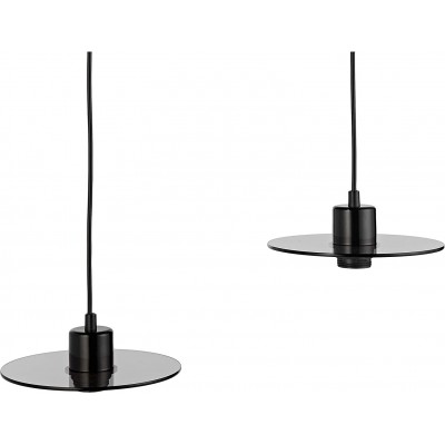吊灯 60W 圆形的 形状 60×28 cm. 双焦点 饭厅, 卧室 和 大堂设施. 玻璃. 黑色的 颜色