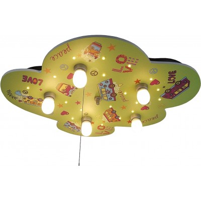 172,95 € Free Shipping | Kids lamp 25W 77×58 cm. Cloud design with car drawings Green Color