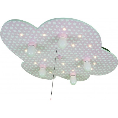 Lampe pour enfants 25W Conception en forme de nuage avec des dessins de coeurs Salle, chambre et hall. Style moderne. Couleur rose