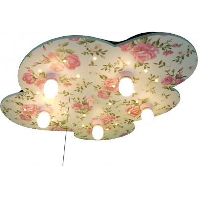 Lámpara infantil 25W Diseño en forma de nube con dibujos de rosas Salón, comedor y vestíbulo. Estilo moderno. Color rosa