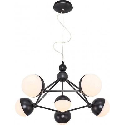 257,95 € Free Shipping | Chandelier 40W Spherical Shape 120×62 cm. Living room, dining room and bedroom. Acrylic and Metal casting. Black Color