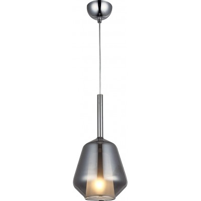 Lámpara colgante 40W Forma Cilíndrica 90×18 cm. Comedor, dormitorio y vestíbulo. Cristal y Metal. Color cromado