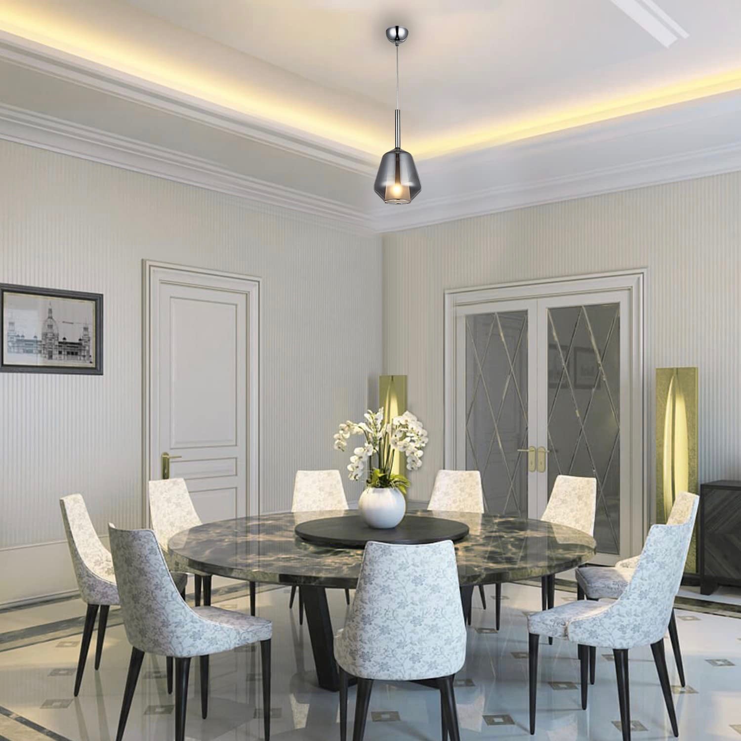 219,95 € Бесплатная доставка | Подвесной светильник 40W 90×18 cm. Кристалл и металл. Покрытый хром Цвет
