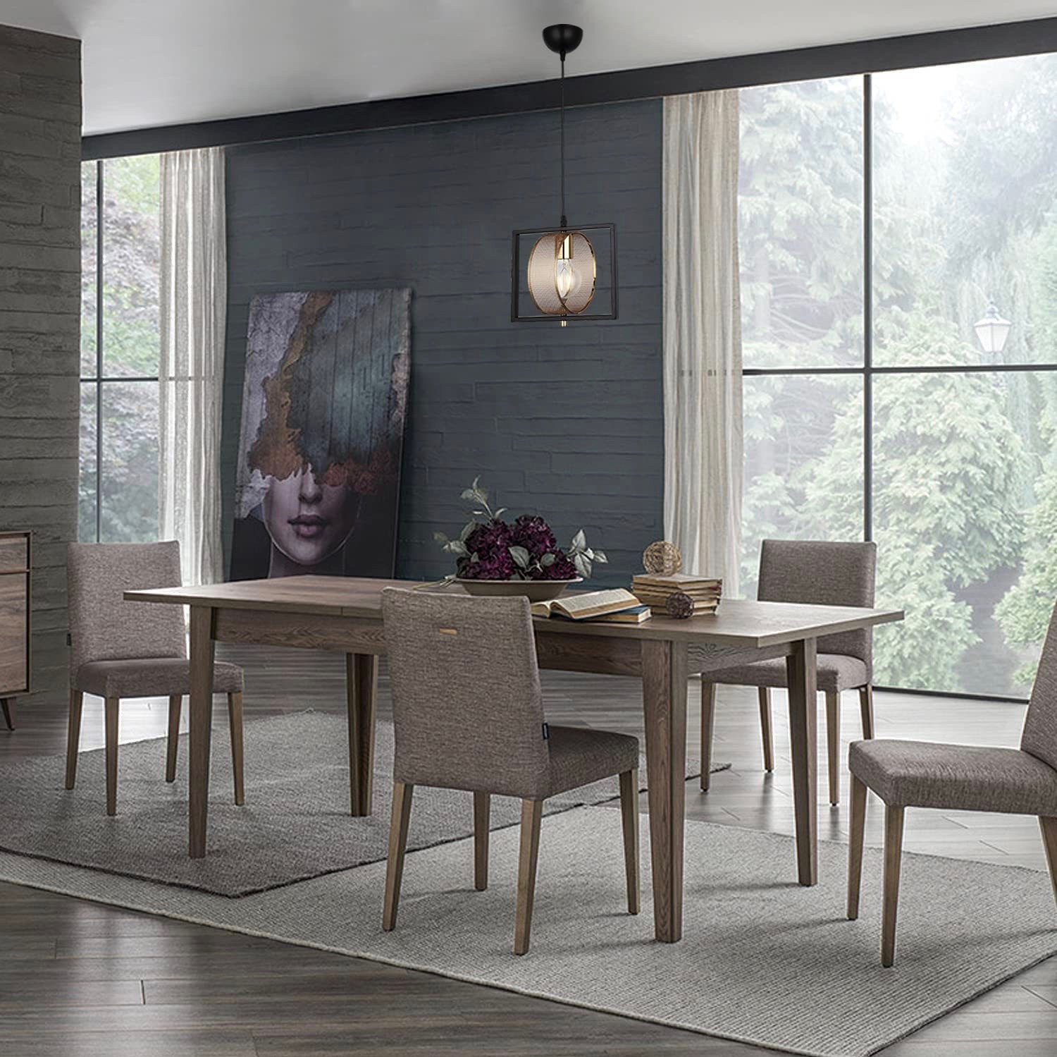166,95 € Бесплатная доставка | Подвесной светильник 40W 103×25 cm. Металл. Чернить Цвет