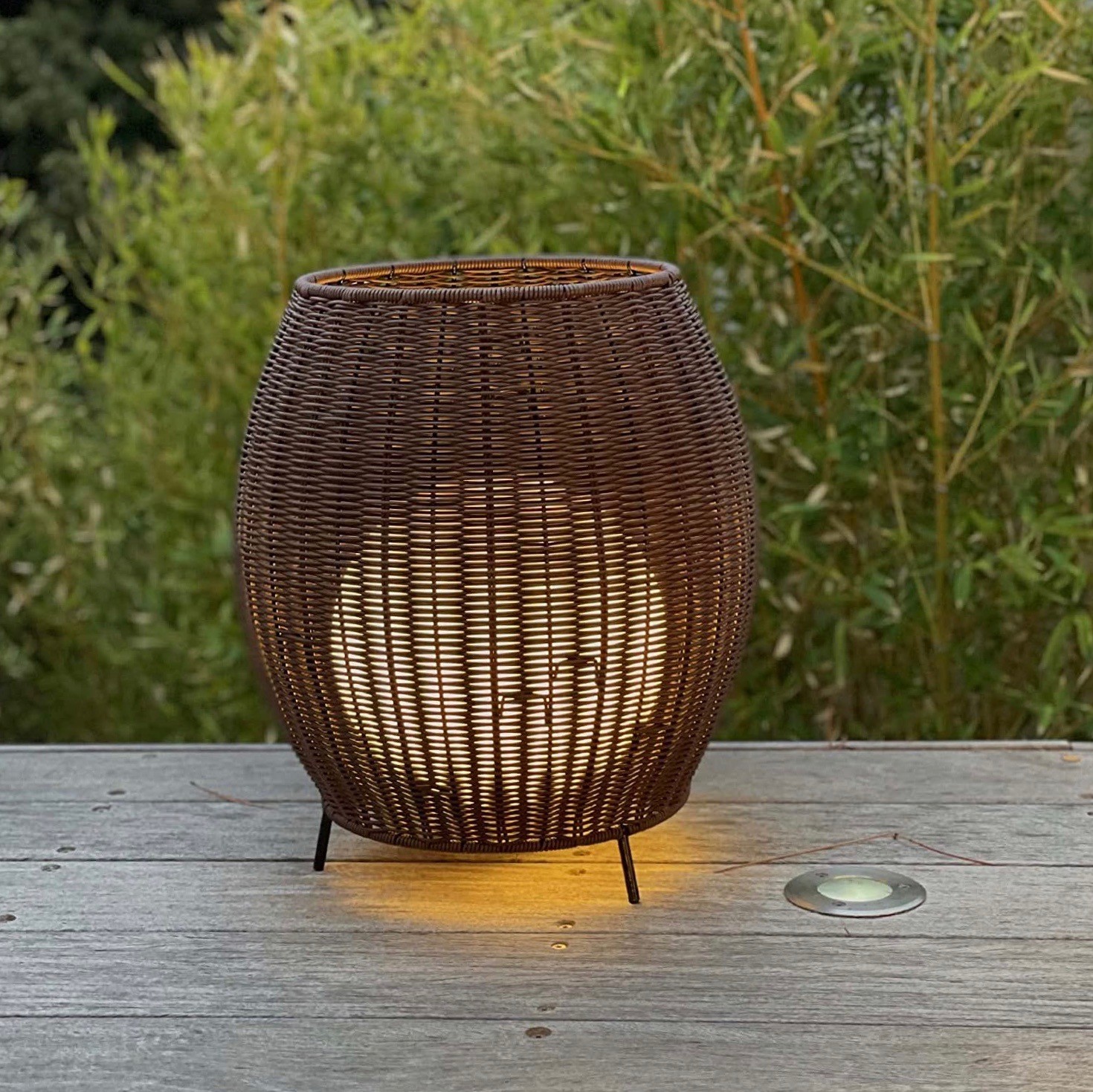 169,95 € 免费送货 | 户外灯 47×41 cm. 无线 LED。篮形设计的灯罩 藤. 棕色的 颜色