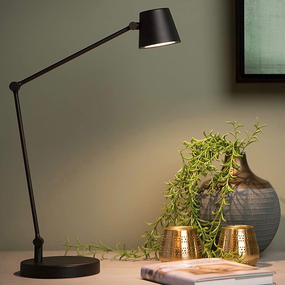 154,95 € Free Shipping | Desk lamp 8W 3000K Warm light. 46×18 cm. Articulable Metal casting. Black Color
