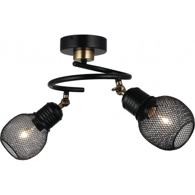 194,95 € Free Shipping | Ceiling lamp 40W Spherical Shape 34×32 cm. Double adjustable focus Dining room, bedroom and lobby. Metal casting. Black Color