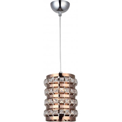 Lampe à suspension 40W Façonner Cylindrique 94×16 cm. Salle, chambre et hall. Cristal et Métal. Couleur cuivre
