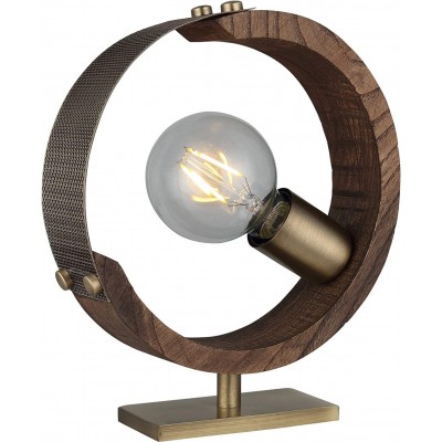 208,95 € Free Shipping | Table lamp 40W Round Shape 27×27 cm. Living room, dining room and bedroom. Metal casting and Wood. Brown Color