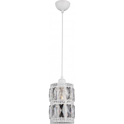 189,95 € 免费送货 | 吊灯 圆柱型 形状 105×15 cm. 客厅, 饭厅 和 卧室. 水晶 和 金属. 白色的 颜色