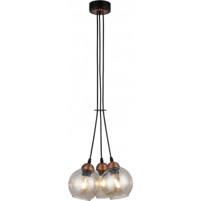 Lámpara colgante Forma Esférica 85×27 cm. 3 puntos de luz Salón, comedor y vestíbulo. Cristal, Metal y Vidrio. Color negro