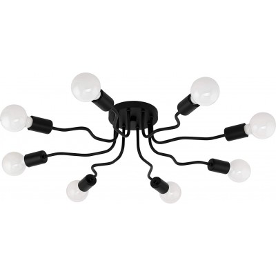 Lámpara de araña Eglo 40W Forma Esférica 68×68 cm. 8 puntos de luz Salón, comedor y dormitorio. Estilo retro. Acero. Color negro