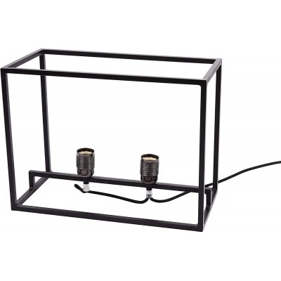 Lampada da tavolo Forma Rettangolare 40×30 cm. 2 punti luce Soggiorno, sala da pranzo e camera da letto. Metallo. Colore nero
