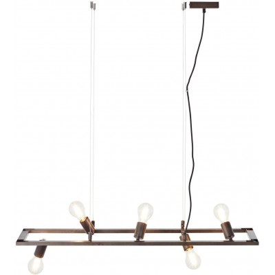 Lámpara colgante 40W Forma Rectangular 100×100 cm. 5 focos Comedor, dormitorio y vestíbulo. Estilo moderno. Metal. Color negro