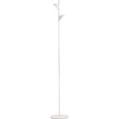 Lampadaire Façonner Ronde 182×83 cm. Double foyer Salle, salle à manger et chambre. Acier et Aluminium. Couleur blanc