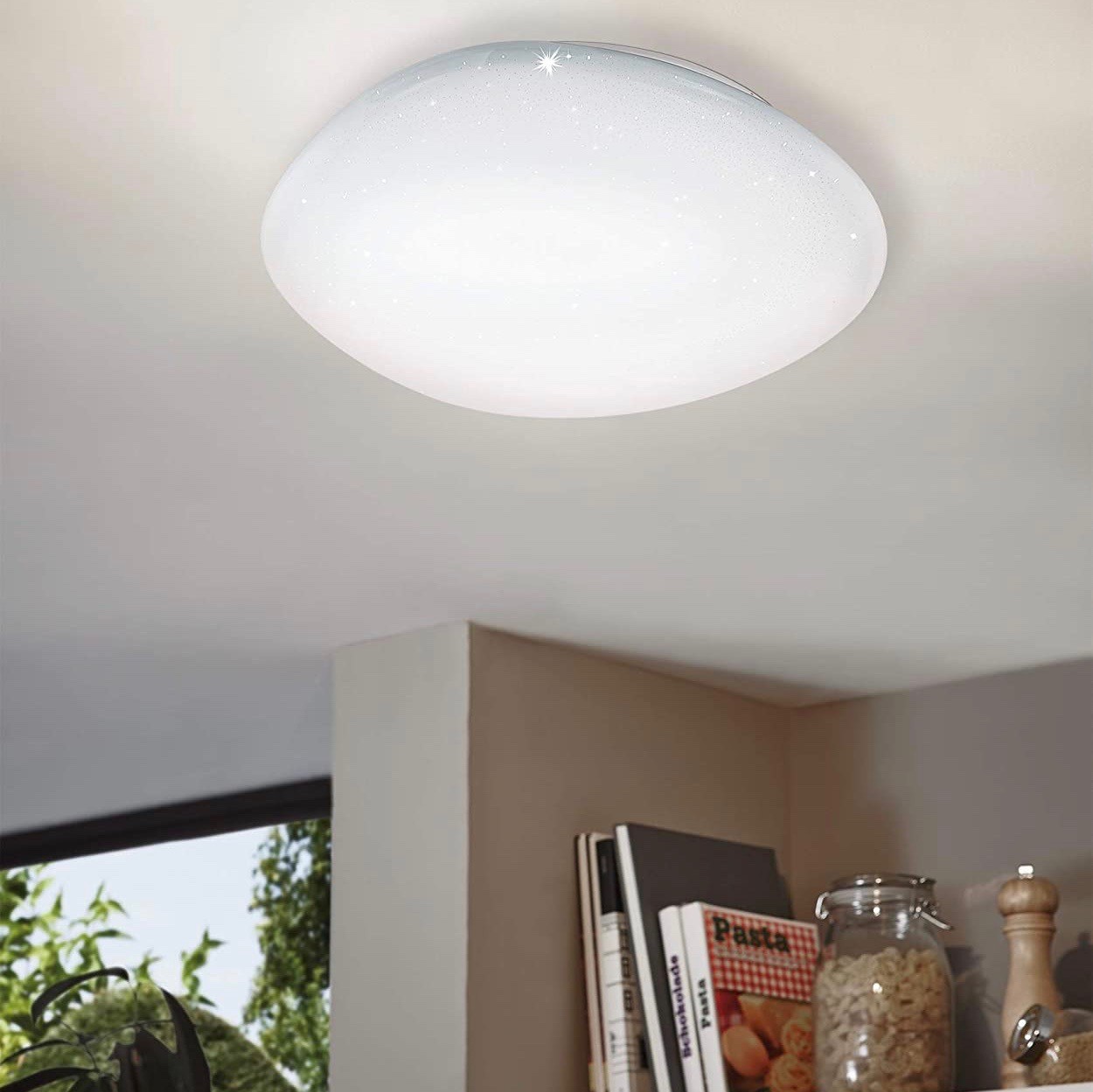 158,95 € 免费送货 | 室内顶灯 Eglo 36W Ø 60 cm. 遥控 钢 和 有机玻璃. 白色的 颜色