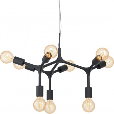 Chandelier Eglo 60W 110×64 cm. 9 spotlights Living room, bedroom and lobby. Steel and Aluminum. Black Color