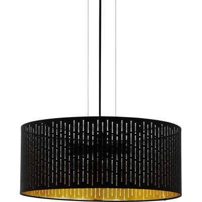 Lampe à suspension Eglo 40W Façonner Cylindrique 110×53 cm. 3 points de lumière Salle, salle à manger et chambre. Acier. Couleur noir