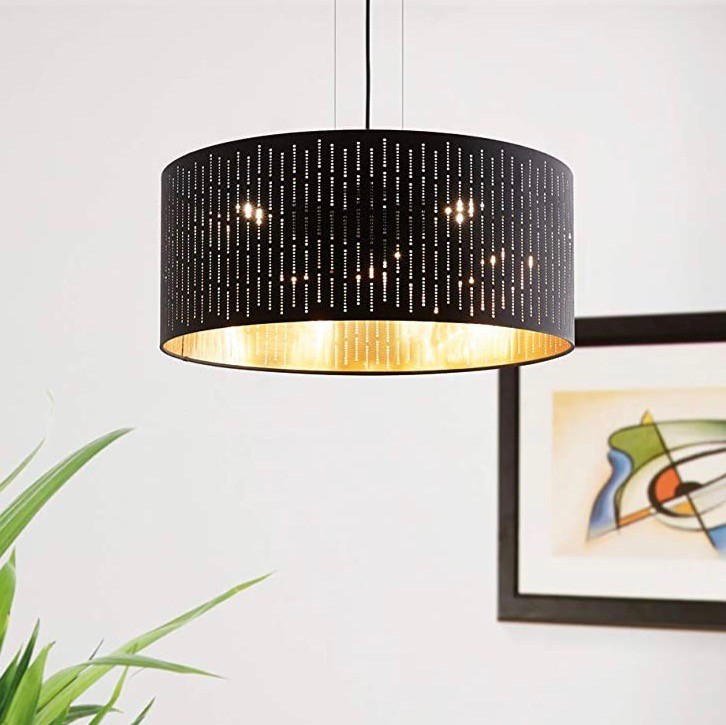 153,95 € Envio grátis | Lâmpada pendurada Eglo 40W 110×53 cm. 3 pontos de luz Aço. Cor preto