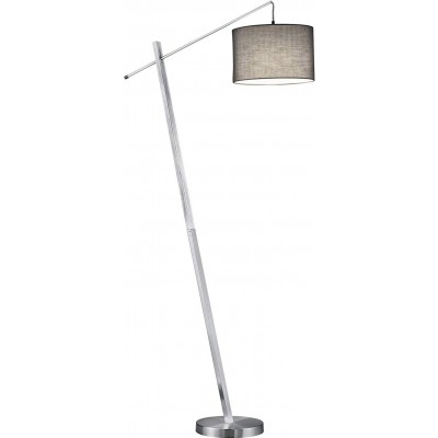 Lampada da pavimento Reality 42W Forma Cilindrica 163×80 cm. Soggiorno, camera da letto e atrio. Stile moderno. Metallo, Legna e Metallo Nichelato. Colore grigio