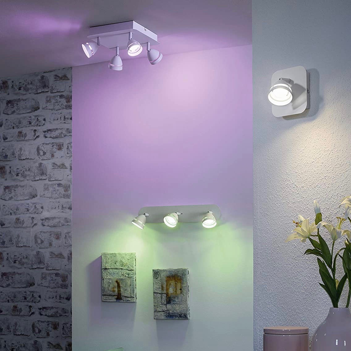 198,95 € Kostenloser Versand | Innenscheinwerfer Trio 3W 43×15 cm. Dreifach verstellbarer LED-Strahler Metall. Weiß Farbe