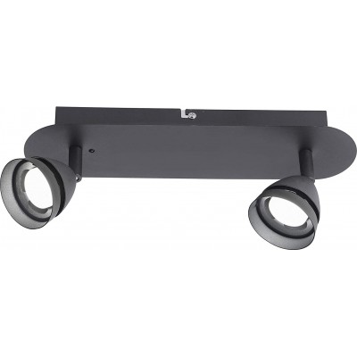 Foco para interior Trio 3W 32×15 cm. Doble foco LED orientable Metal. Color negro