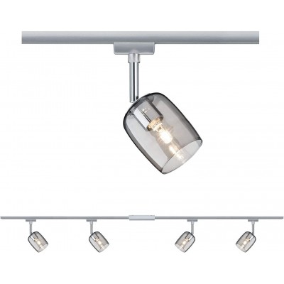 Projecteur d'intérieur 10W 21×8 cm. Installation dans le système voie-rail Aluminium, pmma et verre. Couleur chromé
