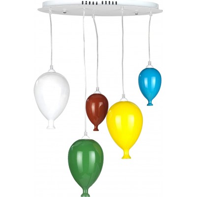 Lampada a sospensione 3W Forma Sferica 57×38 cm. 5 punti luce LED. disegno a forma di palloncino Sala da pranzo, camera da letto e atrio. Stile moderno. Cristallo, Metallo e Bicchiere