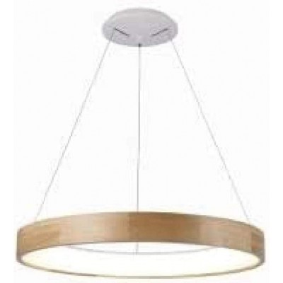 198,95 € Free Shipping | Hanging lamp 30W 3000K Warm light. Round Shape 150×45 cm. LED Living room, dining room and bedroom. Rustic Style. Aluminum and Wood. Sand Color