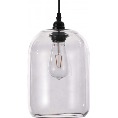 Hanging lamp Cylindrical Shape 25×18 cm. Living room, bedroom and lobby. Glass. Black Color
