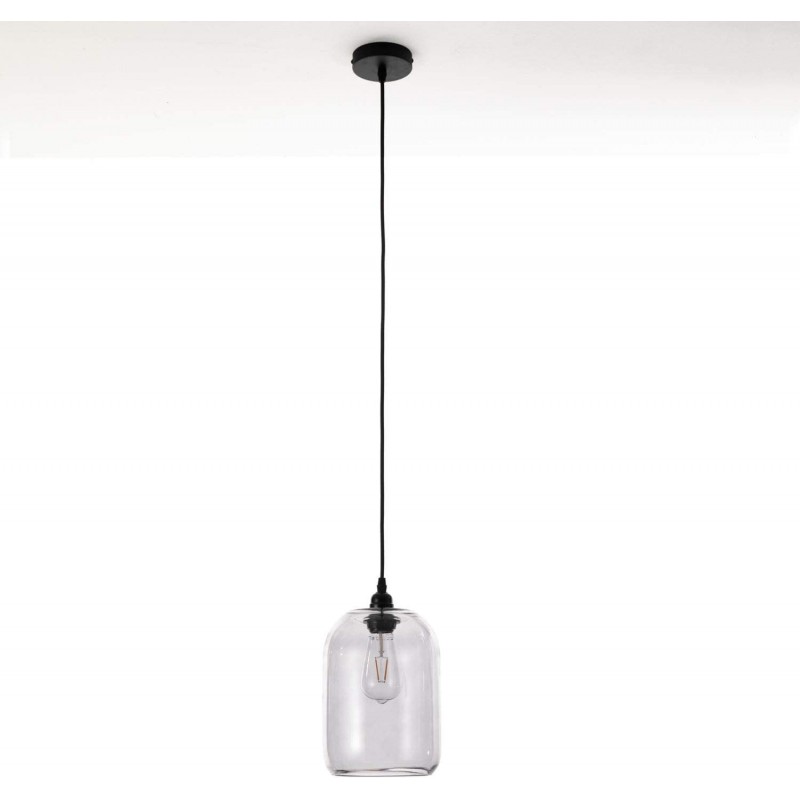 145,95 € Free Shipping | Hanging lamp Cylindrical Shape 25×18 cm. Living room, bedroom and lobby. Glass. Black Color