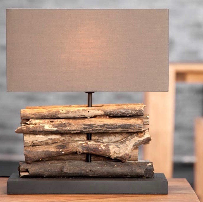 204,95 € Spedizione Gratuita | Lampada da tavolo 60W 40×35 cm. Decorato con ceppi di legno Legna. Colore marrone