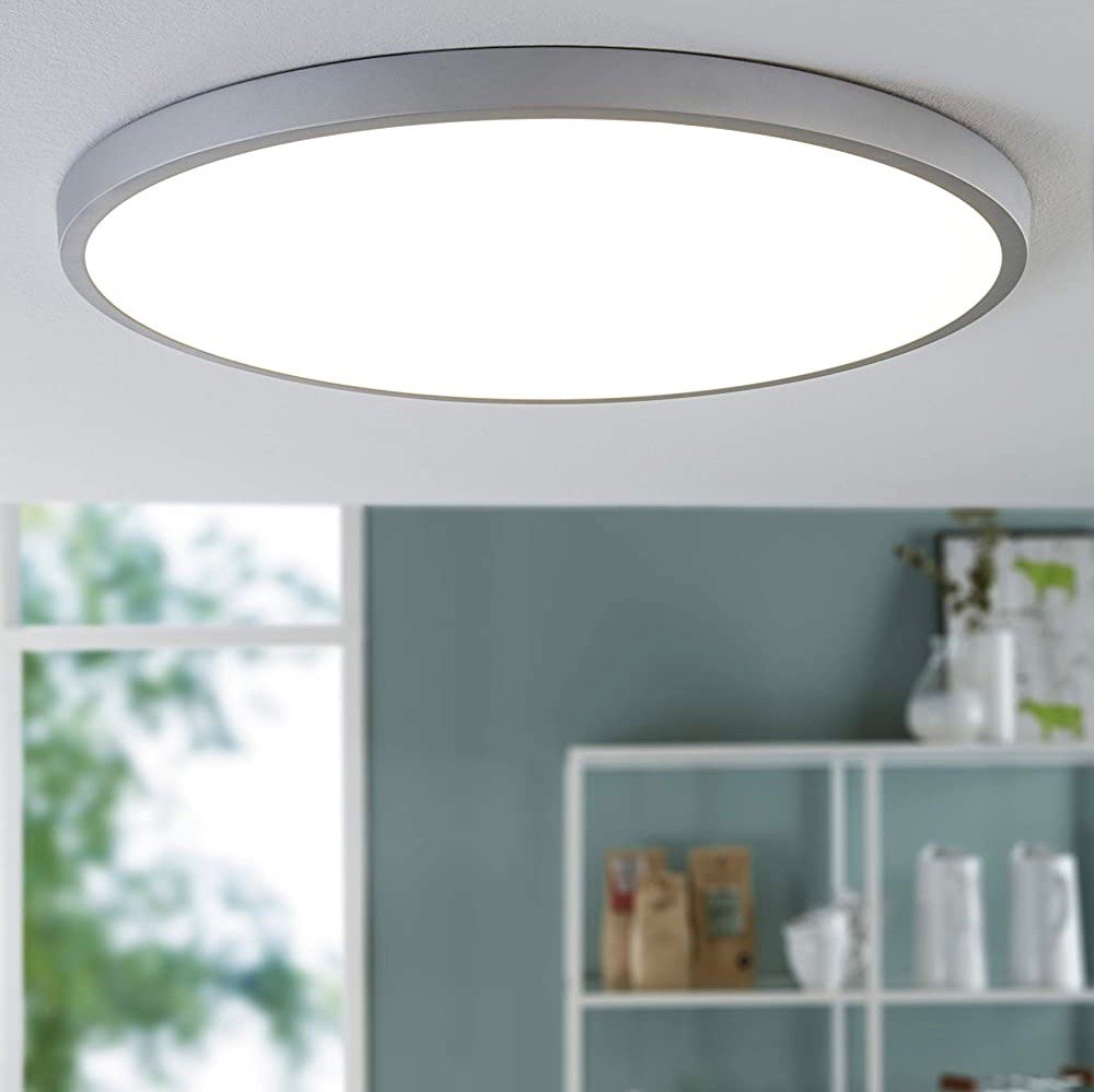 154,95 € Envío gratis | Plafón de interior Eglo 60×60 cm. Aluminio y pmma. Color plata