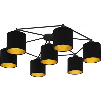 Lampadario Eglo 40W Forma Cilindrica 84×84 cm. 7 faretti Sala da pranzo, camera da letto e atrio. Acciaio. Colore nero