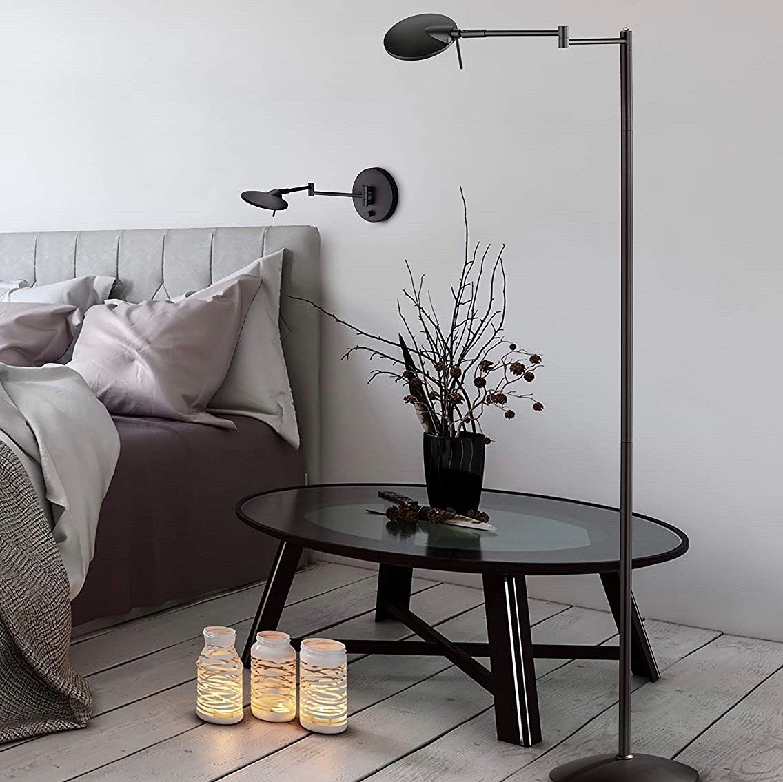 203,95 € Envoi gratuit | Lampadaire Trio 8W 3000K Lumière chaude. 122×62 cm. LED Métal. Couleur noir