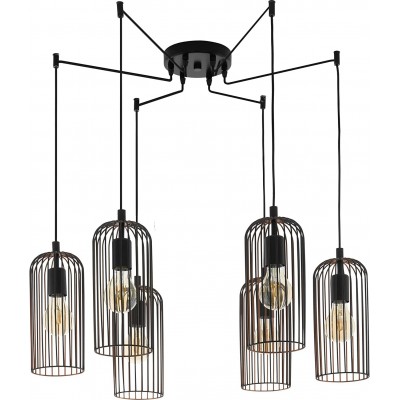 Chandelier Eglo 60W Cylindrical Shape 130×80 cm. 6 light points Living room, bedroom and lobby. Retro Style. Steel. Black Color