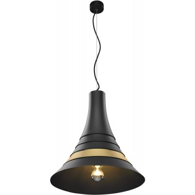 Lámpara colgante 60W Forma Cónica 55×51 cm. LED Comedor. Estilo moderno y cool. Acero y Aluminio. Color negro