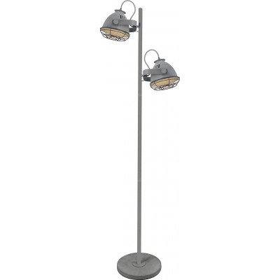Lámpara de pie 120W 161×47 cm. Doble foco orientable Salón, comedor y dormitorio. Estilo moderno e industrial. Metal. Color gris