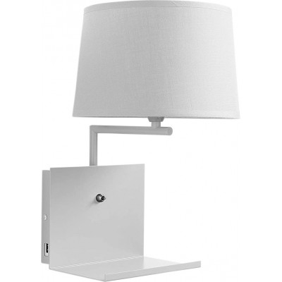 Настенный светильник для дома Цилиндрический Форма 34×24 cm. Предметный лоток Гостинная, столовая и спальная комната. Металл и Текстиль. Белый Цвет
