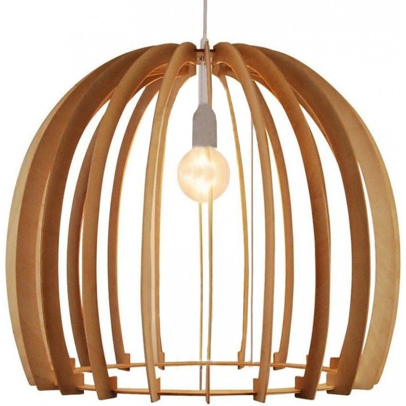 185,95 € Free Shipping | Hanging lamp 40W Spherical Shape 50×50 cm. Living room, dining room and lobby. PMMA and Wood. Brown Color