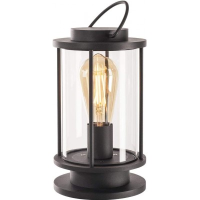 Lampada da esterno 60W Forma Cilindrica 33×18 cm. LED Terrazza, giardino e spazio pubblico. Alluminio e Bicchiere. Colore nero