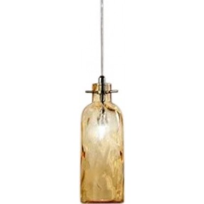 Lámpara colgante 33W Forma Cilíndrica 26×10 cm. Salón, comedor y vestíbulo. Estilo moderno. Metal y Vidrio. Color dorado