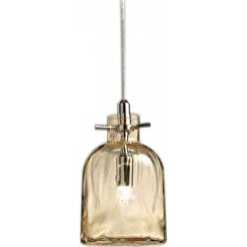 199,95 € Free Shipping | Hanging lamp 33W Cylindrical Shape 16×11 cm. Living room, dining room and bedroom. Modern Style. Metal casting and Glass. Golden Color