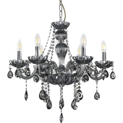 Lámpara de araña 110×65 cm. 6 puntos de luz Salón, dormitorio y vestíbulo. Estilo moderno. Cristal. Color gris