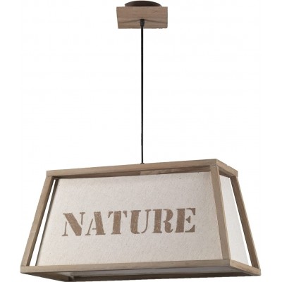 Hanging lamp Rectangular Shape 105×60 cm. Lettering design Living room, dining room and bedroom. Rustic and classic Style. Wood. Brown Color
