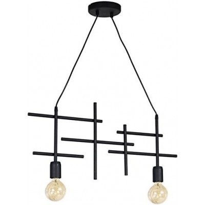 Lámpara colgante 73×64 cm. 2 puntos de luz Comedor, dormitorio y vestíbulo. Metal. Color negro