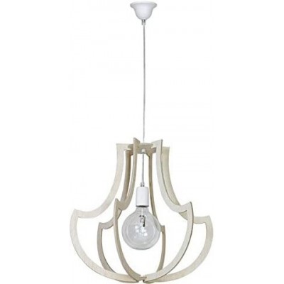 157,95 € Free Shipping | Hanging lamp 60W 90×45 cm. Living room, dining room and lobby. Metal casting and Wood. White Color