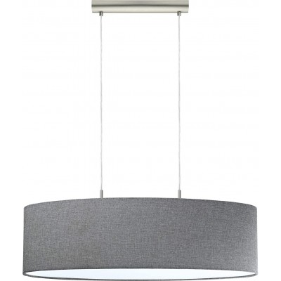 Lámpara colgante Eglo Forma Redonda 110×75 cm. Salón, cocina y dormitorio. Acero y Textil. Color gris